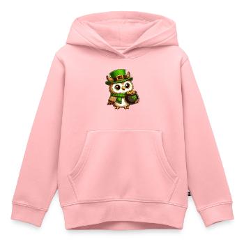 Hibou d’or de la Saint-Patrick - Sweat Premium à capuche enfant bio - rose - Devant - AI Model Kid Female (0cm)
