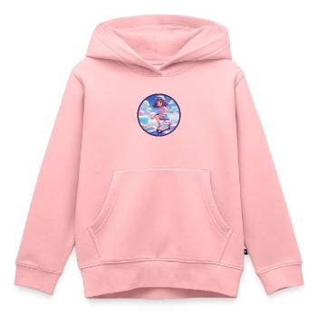 Chibi Skateboard Anime Fille Vaporwave Géométrique - Sweat Premium à capuche enfant bio - rose - Devant - AI Model Kid Female (0cm)