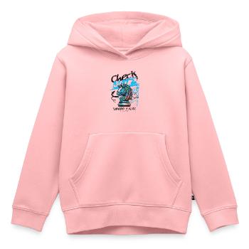 "Urban Checkmate" - Kids Premium Organic Hoodie - rose - Front - AI Model Kid Female (0cm)