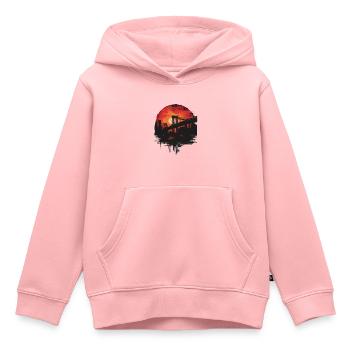 Coucher de soleil Paysage du pont de Brooklyn - Sweat Premium à capuche enfant bio - rose - Devant - AI Model Kid Female (0cm)