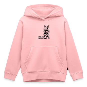 Anniversaire Mai 1985 Mai né en Mai - Sweat Premium à capuche enfant bio - rose - Devant - AI Model Kid Female (0cm)