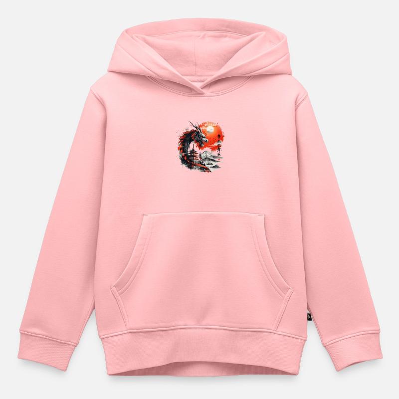 Dragon japonais - Sweat Premium à capuche enfant bio - rose