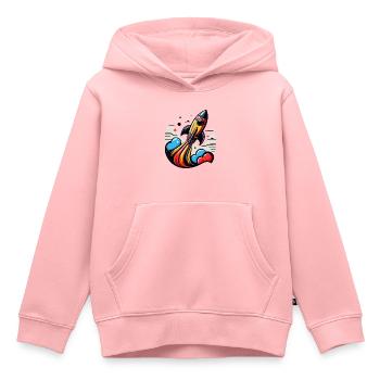 ROCKET - Kids Premium Organic Hoodie - rose - Front - AI Model Kid Female (0cm)
