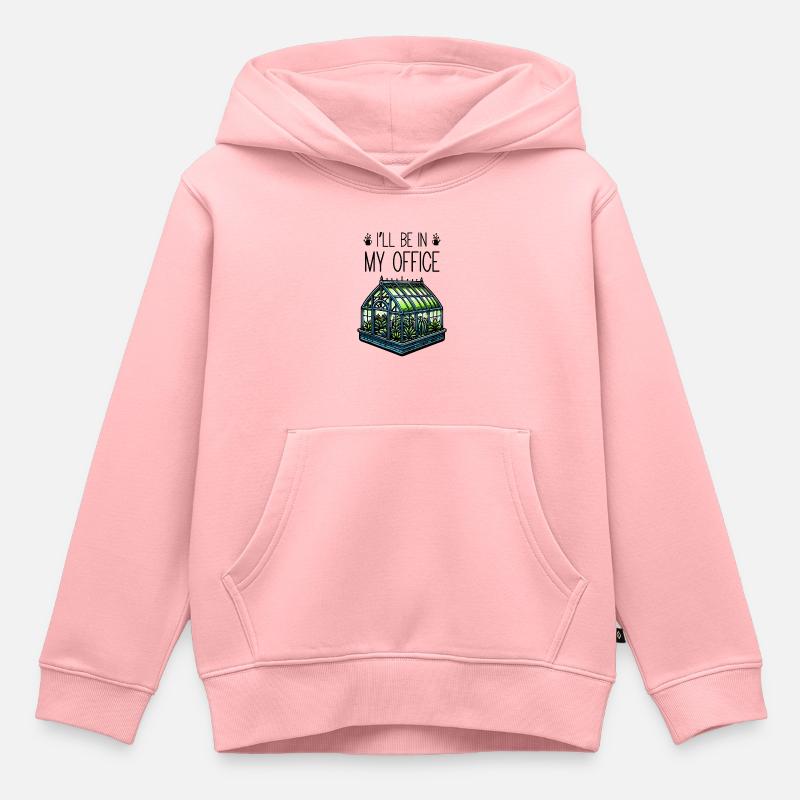 Je serai dans mon bureau - Jardinage - Sweat Premium à capuche enfant bio - rose