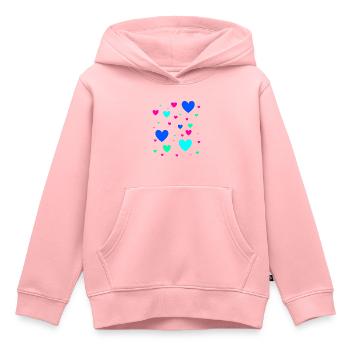 Hearts, Colorful, Blue, Pink, Pink, Heart - Kids Premium Organic Hoodie - rose - Front - AI Model Kid Female (0cm)