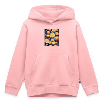 Frisches Orangen-Design - Kinder Premium Organic Hoodie - Rosa - Vorne - AI Model Kid Female (0cm)