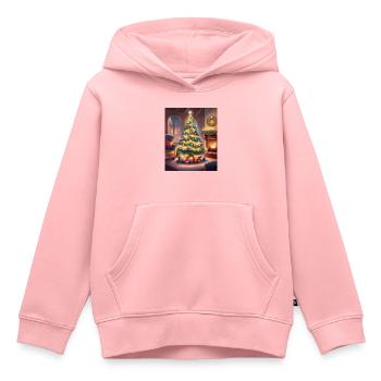 Noël à la maison - Sweat Premium à capuche enfant bio - rose - Devant - AI Model Kid Female (0cm)