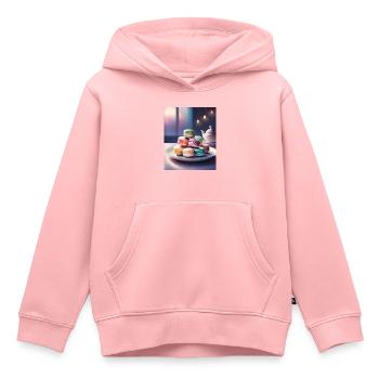 Un tas de macarons français - Sweat Premium à capuche enfant bio - rose - Devant - AI Model Kid Female (0cm)