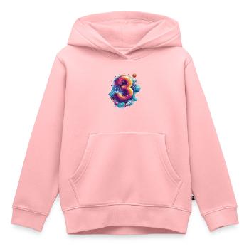 Espace 3ème anniversaire - Sweat Premium à capuche enfant bio - rose - Devant - AI Model Kid Female (0cm)