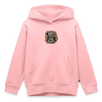 CAFÉ PREMIÈRE CONVERSATION PLUS TARD - Sweat Premium à capuche enfant bio - rose - Devant - AI Model Kid Female (0cm)