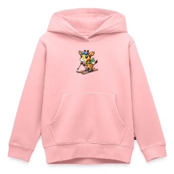 Giraffe Skifahrer Wintersport Winterurlaub - Kinder Premium Organic Hoodie - Rosa - Vorne - AI Model Kid Female (0cm)