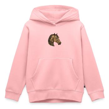Pferd Porträt - Kinder Premium Organic Hoodie - Rosa - Vorne - AI Model Kid Female (0cm)