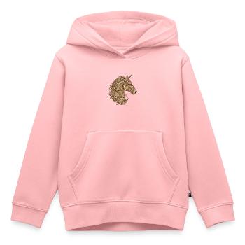 Einhorn Porträt - Kinder Premium Organic Hoodie - Rosa - Vorne - AI Model Kid Female (0cm)