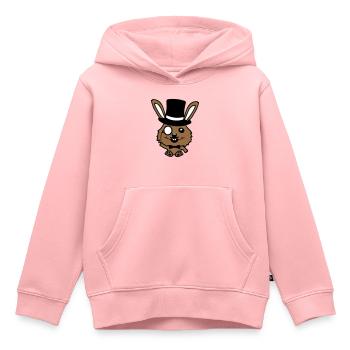Sir Bunny Monocle Lunettes Barbe Chapeau haut de forme M. M. - Sweat Premium à capuche enfant bio - rose - Devant - AI Model Kid Female (0cm)