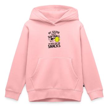 Lustiger Softball Spruch Geschwister - Kinder Premium Organic Hoodie - Rosa - Vorne - AI Model Kid Female (0cm)