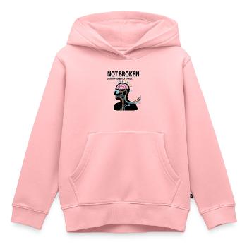 Pas cassé – juste câblé différemment - Sweat Premium à capuche enfant bio - rose - Devant - AI Model Kid Female (0cm)
