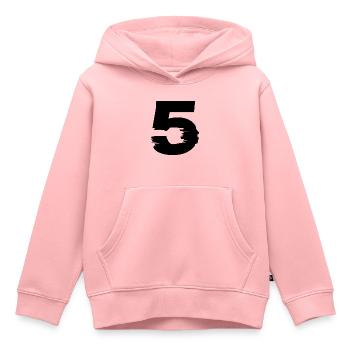 5 Nombre - Sweat Premium à capuche enfant bio - rose - Devant - AI Model Kid Female (0cm)