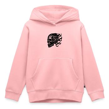 Lachender brennender grinsender Tattoo Schädel - Kinder Premium Organic Hoodie - Rosa - Vorne - AI Model Kid Female (0cm)