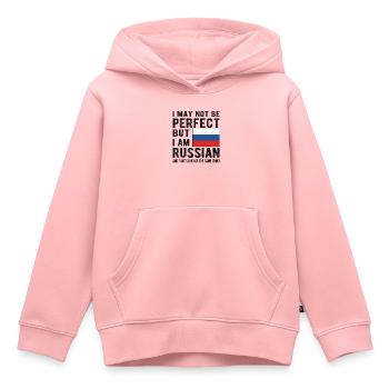 Fier drapeau russe russe d’origine russe - Sweat Premium à capuche enfant bio - rose - Devant - AI Model Kid Female (0cm)