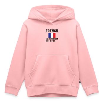 Français France Drapeau Français origine - Sweat Premium à capuche enfant bio - rose - Devant - AI Model Kid Female (0cm)