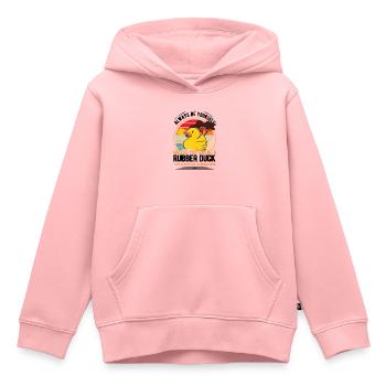 Canard en caoutchouc Canard grinçant Canard de bain - Sweat Premium à capuche enfant bio - rose - Devant - AI Model Kid Female (0cm)