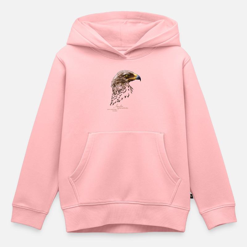 Portrait de l’aigle tacheté - Sweat Premium à capuche enfant bio - rose