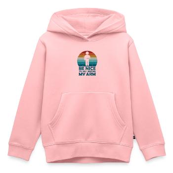 Be nice to me I broke my arm - Kinder Premium Organic Hoodie - Rosa - Vorne - AI Model Kid Female (0cm)