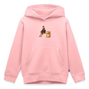 Courses de barils Courses de chevaux - Sweat Premium à capuche enfant bio - rose - Devant - AI Model Kid Female (0cm)