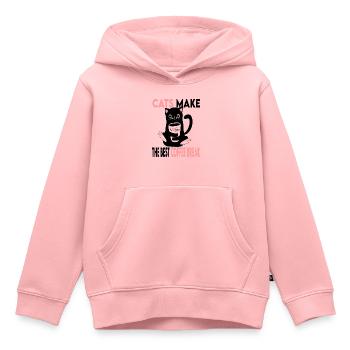 cats make the best coffee break - Sweat Premium à capuche enfant bio - rose - Devant - AI Model Kid Female (0cm)