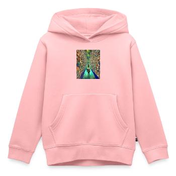 "Die Bücherei der Zeit" - Kinder Premium Organic Hoodie - Rosa - Vorne - AI Model Kid Female (0cm)