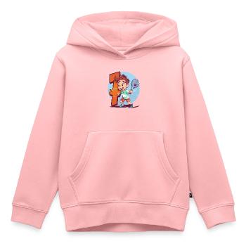 Anniversaire du joueur de tennis - Garçon de 7 ans - - Sweat Premium à capuche enfant bio - rose - Devant - AI Model Kid Female (0cm)