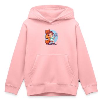 Anniversaire du joueur de tennis - Garçon de 3 ans - - Sweat Premium à capuche enfant bio - rose - Devant - AI Model Kid Female (0cm)