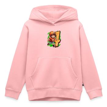 Je suis 7 enfant de football américain et de rugby - Sweat Premium à capuche enfant bio - rose - Devant - AI Model Kid Female (0cm)