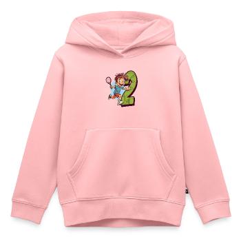 Je suis 2 Badminton Kid - Badminton - Sweat Premium à capuche enfant bio - rose - Devant - AI Model Kid Female (0cm)
