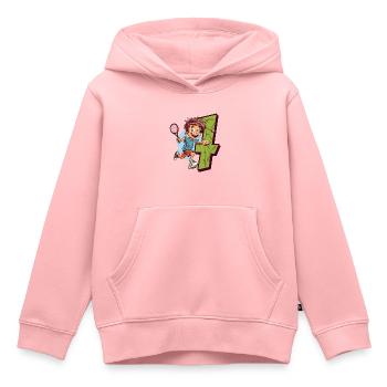 Je suis 7 Badminton Kid - Badminton - Sweat Premium à capuche enfant bio - rose - Devant - AI Model Kid Female (0cm)