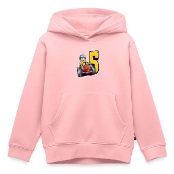 Je suis 5 Gokart Kid - Kart Racing - Sweat Premium à capuche enfant bio - rose - Devant - AI Model Kid Female (0cm)