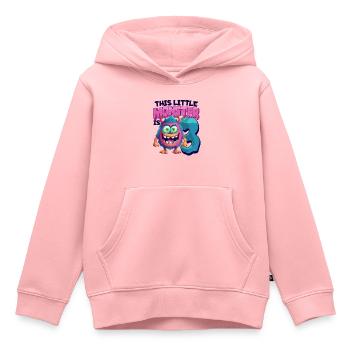Ce petit monstre a 3 - trois ans - 3. - Sweat Premium à capuche enfant bio - rose - Devant - AI Model Kid Female (0cm)