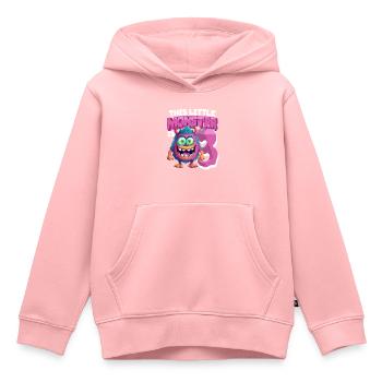 Ce petit monstre a 3 - trois ans - 3. - Sweat Premium à capuche enfant bio - rose - Devant - AI Model Kid Female (0cm)
