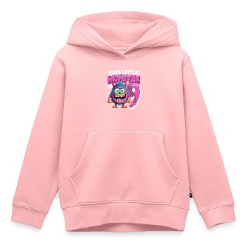 This little monster is 9 - nine years old - 9. - Kids Premium Organic Hoodie - rose - Front - AI Model Kid Female (0cm)