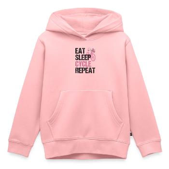 Eat Sleep Cycle Repeat - Bicycle Life Flowers - Kids Premium Organic Hoodie - rose - Front - AI Model Kid Female (0cm)