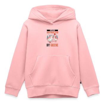 Facilement distrait par les oies Oies Éleveur d’oies Oies - Sweat Premium à capuche enfant bio - rose - Devant - AI Model Kid Female (0cm)
