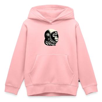 Schimpanse Astronaut Nachdenklich Kosmos - Kinder Premium Organic Hoodie - Rosa - Vorne - AI Model Kid Female (0cm)