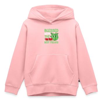 Melon Poison - Sweat Premium à capuche enfant bio - rose - Devant - AI Model Kid Female (0cm)