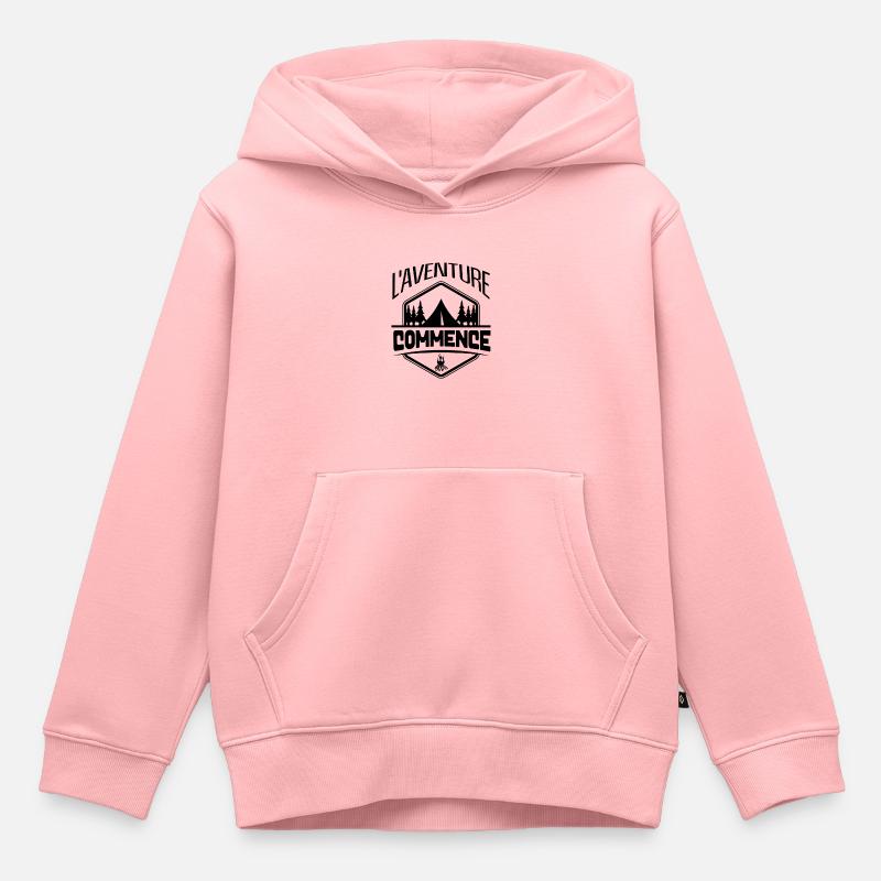 L aventure commence - Sweat Premium à capuche enfant bio - rose