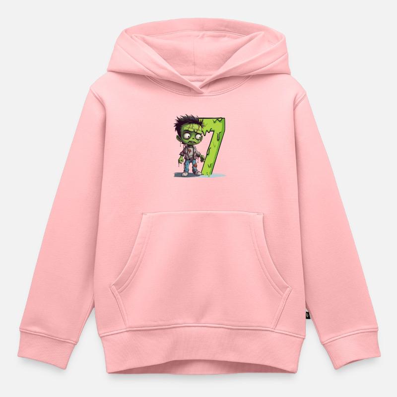 Zombie effrayant – Sept ans – - Sweat Premium à capuche enfant bio - rose