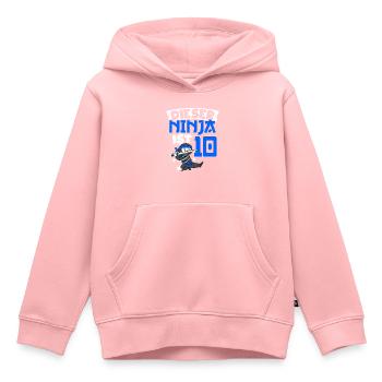 Ce ninja 10e anniversaire Ninja Ceinture Ninja - Sweat Premium à capuche enfant bio - rose - Devant - AI Model Kid Female (0cm)