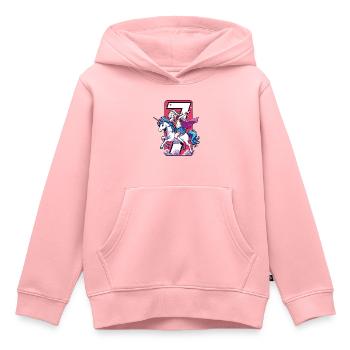 Anniversaire 7 ans Licorne Dab - Sweat Premium à capuche enfant bio - rose - Devant - AI Model Kid Female (0cm)