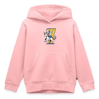 Anniversaire 7 ans Licorne Dab - Sweat Premium à capuche enfant bio - rose - Devant - AI Model Kid Female (0cm)
