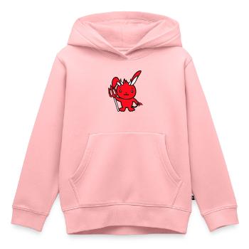Bunny Devil Démon Mal Satan Enfer Trident Costume - Sweat Premium à capuche enfant bio - rose - Devant - AI Model Kid Female (0cm)