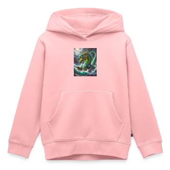 Ryujin : Dieu dragon de mer majestueux se levant de la tourmente - Sweat Premium à capuche enfant bio - rose - Devant - AI Model Kid Female (0cm)